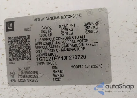 2018 GMC Sierra 2500Hd Slt from USA, damaged, VIN 1GT12TEY4JF270720